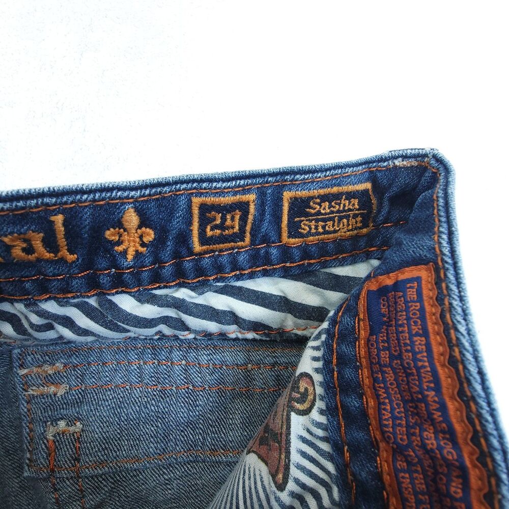 Rock Revival Jeans Womens 29 Sasha Straight Embellished *Flaw* - Picture 11 of 12
